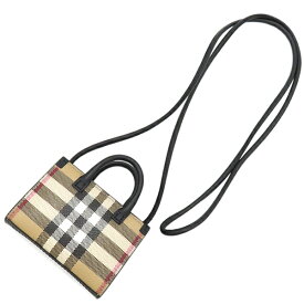バーバリー ショルダーバッグ マイクロ デニー ショルダー レザー ベージュ 黒 ノバチェック 中古