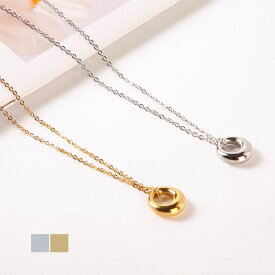 ステンレス ネックレス 円形 あずきチェーン 金属アレルギー対応 k18コーティング ペンダントトップ トップ ゴールド 上品 エレガント 清楚 カジュアル アクセサリー ニッケルフリー
