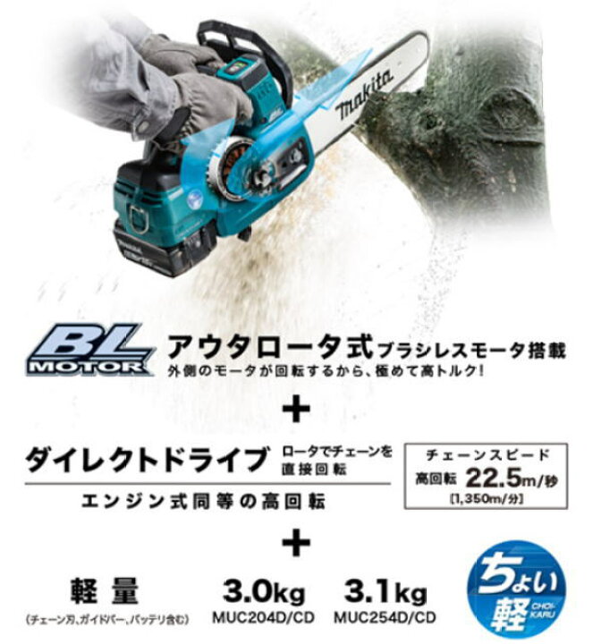 楽天市場】250mm 18V 充電式チェンソー(本体のみ) マキタ MUC254DZ 