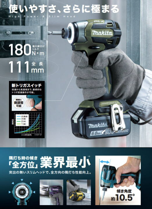 楽天市場】【送料込み】18V(6.0Ah)充電式 インパクトドライバ 1マキタ 