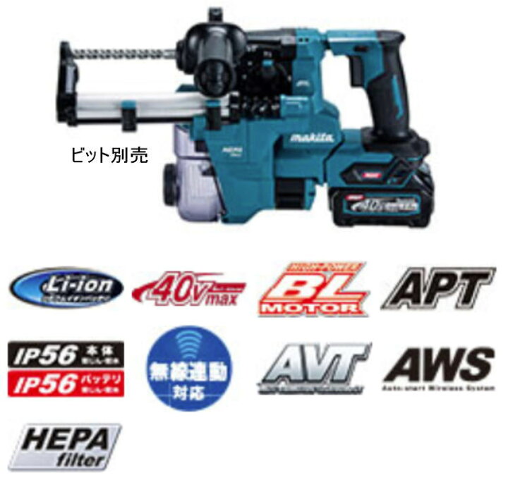 楽天市場】【送料込み】40Vmax(2.5Ah) 20mm 充電式ハンマドリル マキタ 