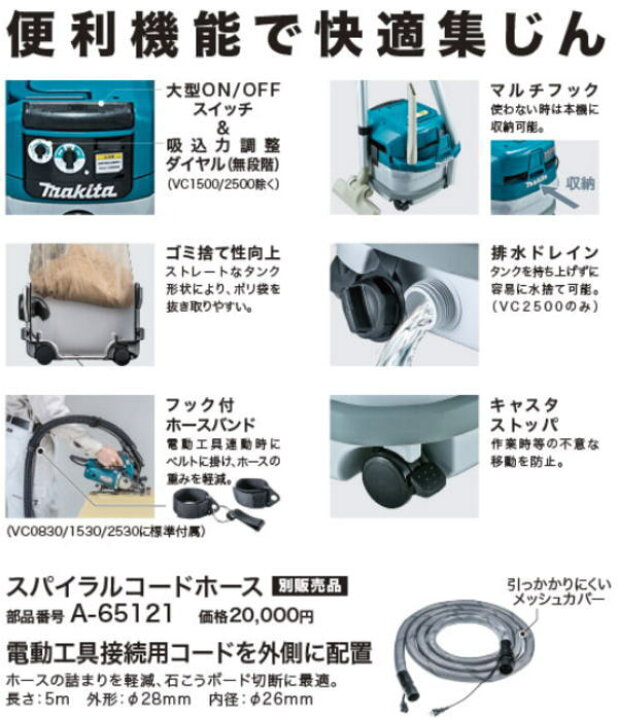 楽天市場】【送料込み】集じん機 乾湿両用 マキタ VC0820【460 
