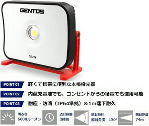 【送料込み(一部地域除く)】【作業灯・現場用品】GENTOS(ジェントス)Ganz(ガンツ)シリーズ LED作業灯 投光器 GZ-314【580】