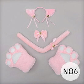【最大20％OFFクーポン】 ハロウィン 猫 コスプレ レディース 女の子 4点セット 猫耳カチューシャ 蝶ネクタイ 肉球手袋 しっぽ 鈴付き リボン付き 萌え猫 ロリータ風 ねこコスチューム 黒 白 クリスマス 学園祭 パーティー