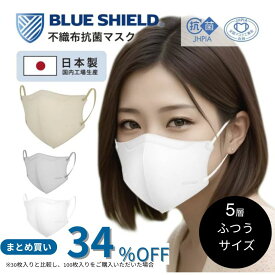 夏でも蒸れない 呼吸 快適 息がしやすい 不織布 マスク 5層 日本製 JIS 高性能 国産 サージカル 医療用 クラス3 N95 立体 99％ 3D 抗菌 個包装 曇りにくい 痛くない 口紅 つきにくい 着用 高評価 送料無料 パイオニア ブルーシールド Sタイプ ふつうサイズ バイカラー