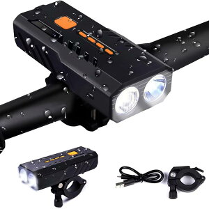 自転車 ライト LED 3000mAh大容量 1200ルーメン LEDヘッドライト USB充電式 防水 高輝度IP65防水 ロングライド 自転車用シートクランプ付き 3段階照明モード モバイルバッテリー機能あり サイクリ