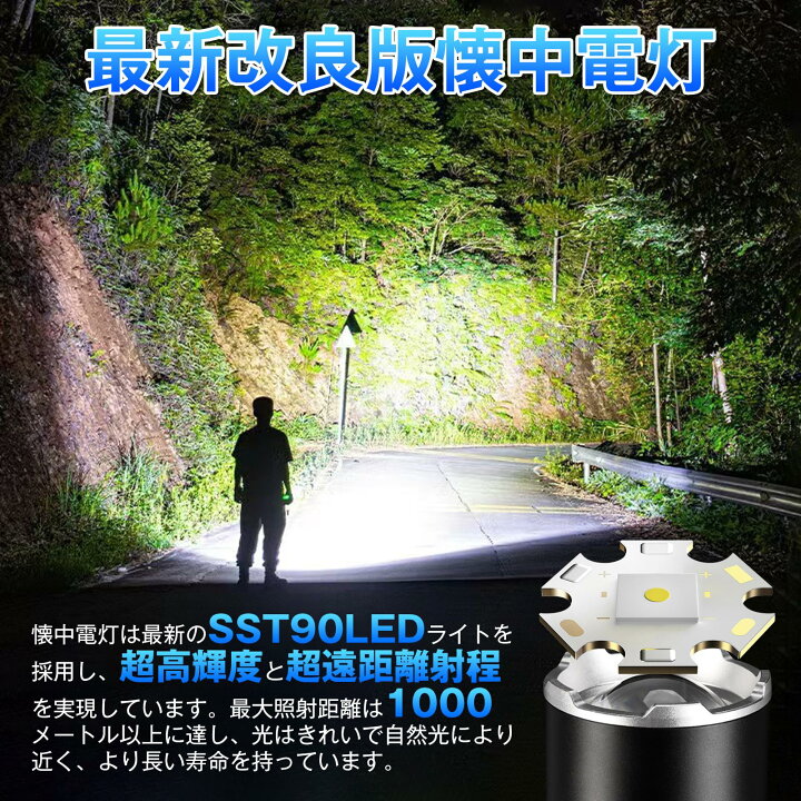 楽天市場】懐中電灯 【2024年新登場 液晶画面デジタル残量】ledライト 