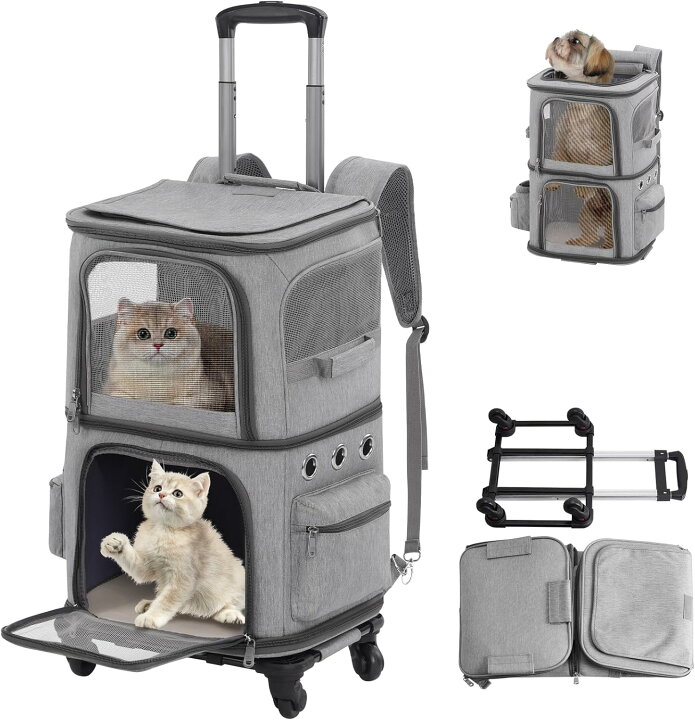 楽天市場】猫 2 匹 キャリー リュック キャスター付き 小型 犬 