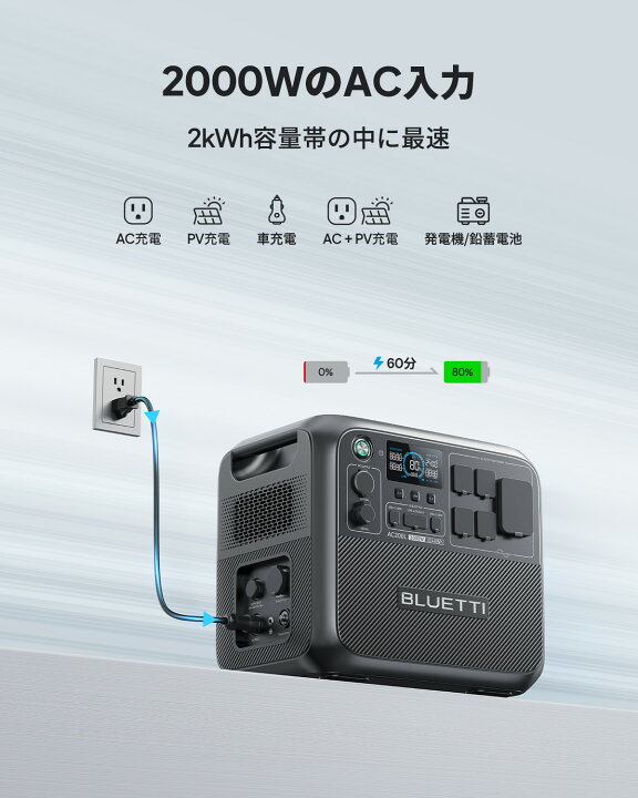 楽天市場】【在庫切れ】BLUETTI ポータブル電源 AC200L 2048Wh/2000W 