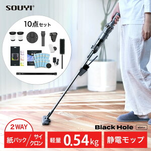 掃除機 コードレス スリムクリーナー SY-120N | おすすめ10点セット 軽量 コンパクト コードレス 紙パック 掃除機 紙パック式 軽い サイクロン 布団 吸引力 スティック掃除機 掃除機 充電式 ハ