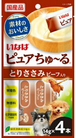 ボール売り【いなばペット】いなば　ピュアちゅ〜る　とりささみ　ビーフ入り　14gx4本x6個（ボール販売）　DS-199