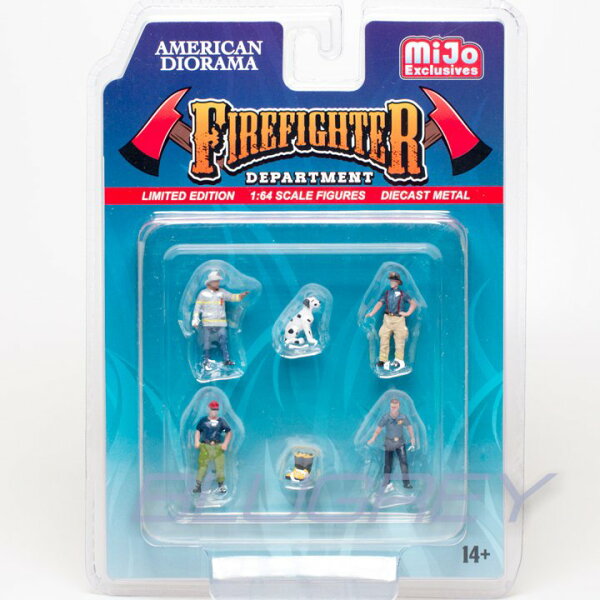 アメリカン ジオラマ 1/64 フィギア ファイヤファイター 2 消防士 American Diorama Figure Figure Firefighter II Set Mijo限定 【国内在庫品】