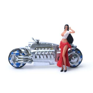 MoreArt 1/64 �_�b�W �g�}�z�[�N �V���o�[ & �K�[�� �t�B�M���A Dodge Tomahawk Silver Motorcycle Lady Doll Set �y�����݌ɕi�z