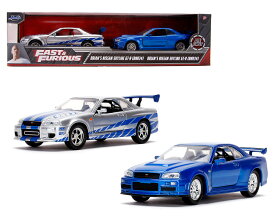 JADA TOYS 1/32 ワイルドスピード ブライアン 日産 GT-R (R34) シルバー / ブルー 2台セット Fast & Furious SKYLINE 31980 ミニカー ダイキャスト ジャダトイズ