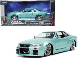 JADA TOYS 1/24 ワイルドスピード ブライアン 日産 スカイライン GT-R R34 2002 ライトブルー Fast & Furious 32608 ミニカー ミニカー ダイキャスト ジャダトイズ