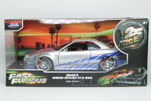JADA TOYS 1/24 ���C���h�X�s�[�h �u���C�A�� ���Y �X�J�C���C�� GT-R (R34) 2002 F&F Brian's Nissan Skyline 97158 �y�����݌ɕi�z