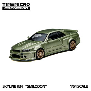 TimeMicro x PSC DESIGN 1/64 ���Y �X�J�C���C�� GT-R R34 �gSmilodon�h �O���[�� Nissan Skyline�@�y�����݌ɕi�z