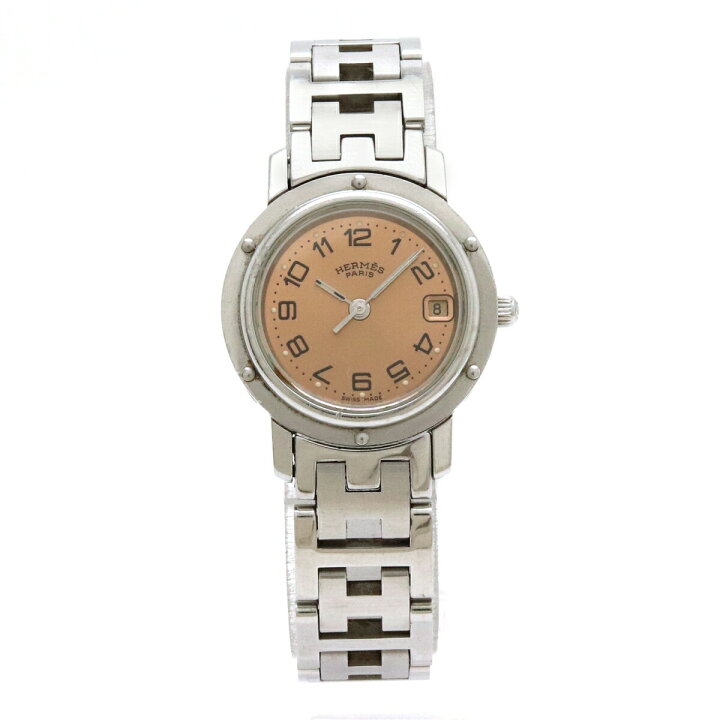 楽天市場】HERMES エルメス クリッパー デイト ピンク文字盤  