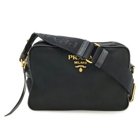 PRADA プラダ ショルダーバッグ ポシェット 斜め掛け 2WAY ポーチ クラッチバッグ ナイロン レザー NERO ブラック 黒 アウトレット品 1BH089 【中古】