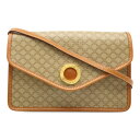 CELINE セリーヌ マカダム柄 サークルロゴ ショルダーバッグ セミショルダー 2WAY クラッチバッグ PVC ベージュ ライトブラウン ゴールド金具 【中古】