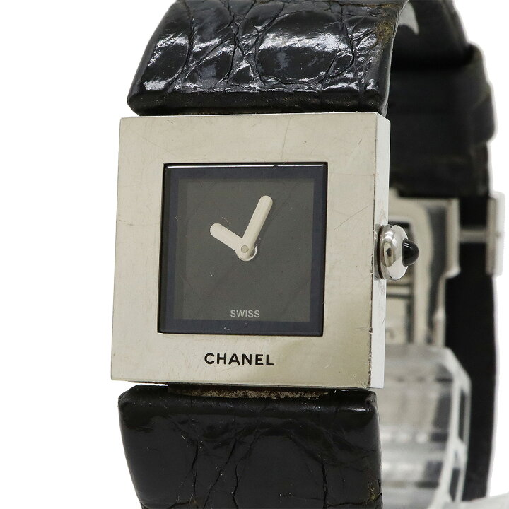 楽天市場】CHANEL シャネル マトラッセ ブラック文字盤 SS 革ベルト  