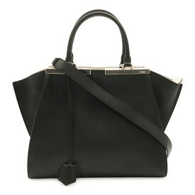 FENDI フェンディ トロワジュール ハンドバッグ 2WAY ショルダーバッグ 肩掛け レザー ブラック 黒 シルバー金具 8BH279 【中古】