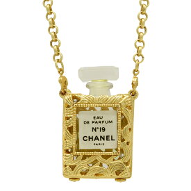 CHANEL シャネル 香水 ココ オードゥ パルファム フレグランス No.19 ミニボトル付き ネックレス ペンダント GP ゴールド 【中古】