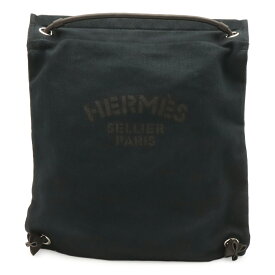 HERMES エルメス サック アリーヌ リュックサック バックパック 2WAY ショルダーバッグ トワルシェブロン レザー ブラック ブラウン K刻印 【中古】