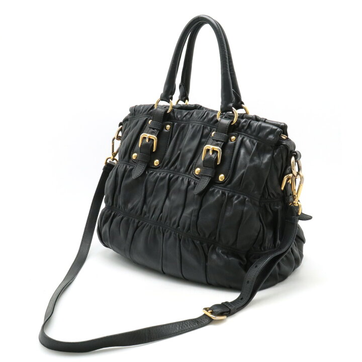 楽天市場】PRADA プラダ ギャザー トートバッグ ハンドバッグ 2WAY  