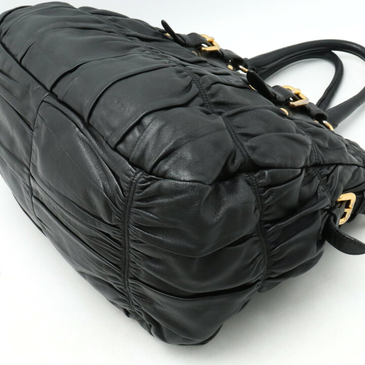 楽天市場】PRADA プラダ ギャザー トートバッグ ハンドバッグ 2WAY  
