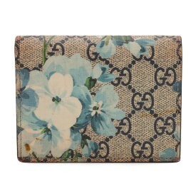 GUCCI グッチ GGブルームス GGスプリーム 花柄 カードケース パスケース 名刺入れ 2つ折札入れ PVC レザー ベージュ ブルー系マルチカラー 410088 【中古】