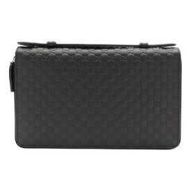 GUCCI グッチ マイクログッチシマ トラベルケース クラッチバッグ セカンドバッグ オーガナイザー 長財布 レザー ブラック アウトレット品 449246 【中古】