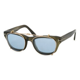 TOM FORD トム フォード 伊達メガネ サングラス アイウェア クリップオンサングラス 2WAY ウェリントンシェイプ クリア カーキ系 FT5252 【中古】