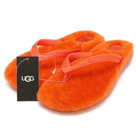 【靴】UGG アグ Fluffie フラッフィー ビーチサンダル ファーサンダル オレンジ #8 日本サイズ約25cm 1007582 【中古】