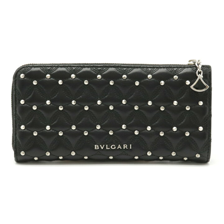 ブルガリ 長財布 L字ファスナー ウォレット レザー ブラック 黒 リング  