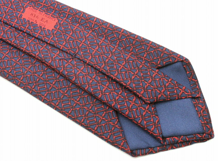 楽天市場】HERMES エルメス ネクタイ シルク100% ネイビー 紺 レッド 
