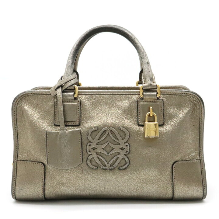 ロエベ LOEWE アナグラム ミニボストンバッグ ハンドバッグ メタリック  
