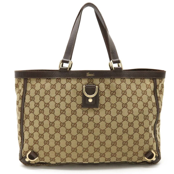 GUCCI グッチアビーベージュブラウンGGキャンバストートバッグ 
