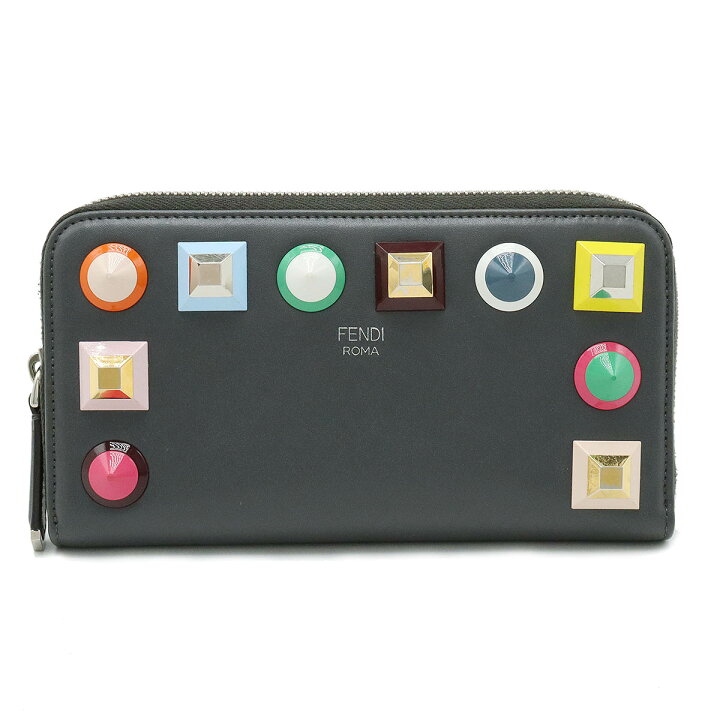 楽天市場】FENDI フェンディ レインボーマルチスタッズ ラウンドジップ 