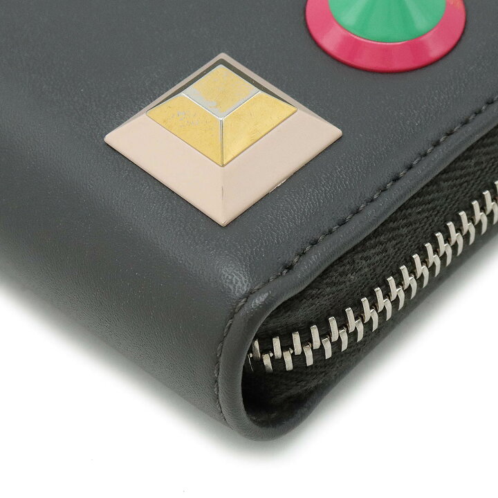 楽天市場】FENDI フェンディ レインボーマルチスタッズ ラウンドジップ 
