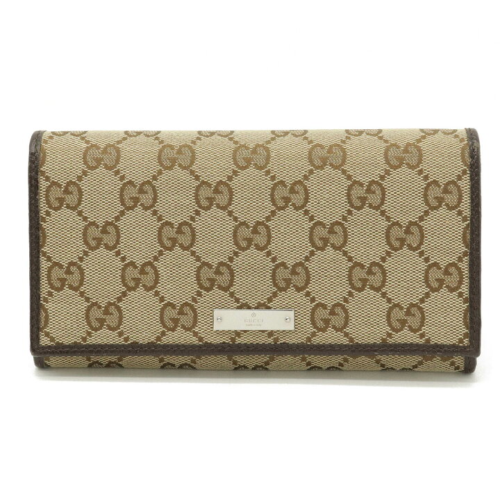 楽天市場】【財布】GUCCI グッチ GGキャンバス ロゴプレート 2つ折長  