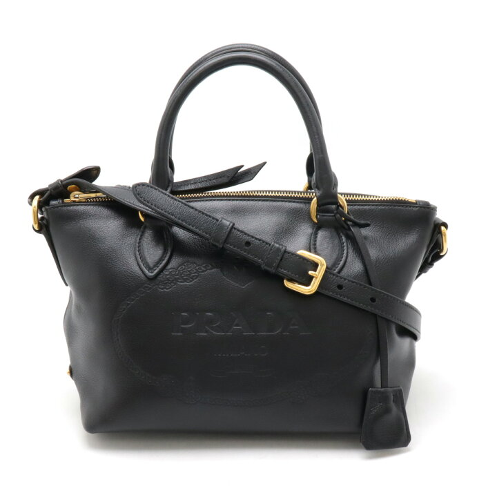 楽天市場】PRADA プラダ ロゴエンボス ハンドバッグ 2WAY ショルダー 