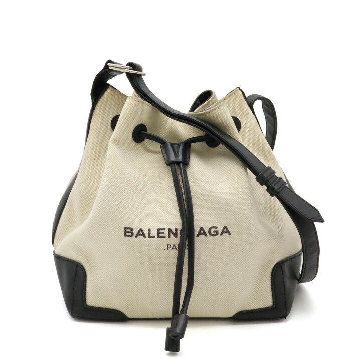楽天市場】BALENCIAGA バレンシアガ ネイビーバケット ロゴ ショルダー 