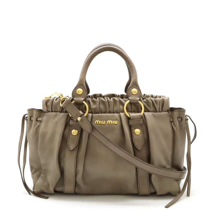 楽天市場】Miu Miu ミュウ ミュウ ミュウミュウ ギャザー ハンドバッグ  