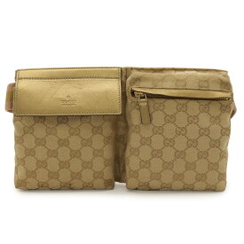 GUCCI グッチ GGキャンバス シェリーライン ボディバッグ ウエストポーチ ヒップバッグ ベージュ ピンク メタリックゴールド ゴールド金具 28566 【中古】