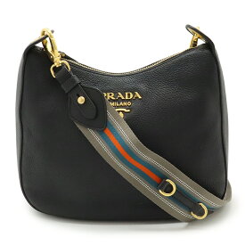 PRADA プラダ ヴィッテロ フェニックス ショルダーバッグ ストライプショルダー レザー NERO ブラック ゴールド金具 国内アウトレット購入品 1BC166 【中古】