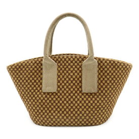 HERMES エルメス パニエバスPM トートバッグ ハンドバッグ リネン ブラウン 茶 ベージュ 【中古】