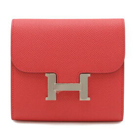 HERMES エルメス コンスタンス コンパクト 2つ折財布 二つ折り財布 ヴォーエプソン レザー フューシャピンク ピンク シルバー金具 A刻印 【中古】