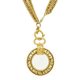 CHANEL シャネル ルーペネックレス Wチェーン ダブルチェーン ペンダント ロゴ サークル ラウンド ヴィンテージ GP ゴールド 【中古】