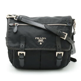 【バッグ】PRADA プラダ ショルダーバッグ メッセンジャーバッグ 斜め掛け ナイロン レザー NERO 黒 ブラック シルバー金具 BT0687 【中古】